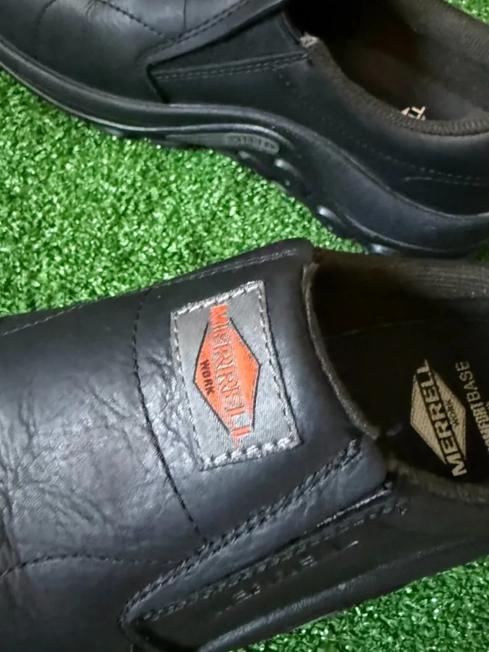 Merrell Jungle Moc Leather Comp Toe Work Shoes Men's Size 7M Black Slip On